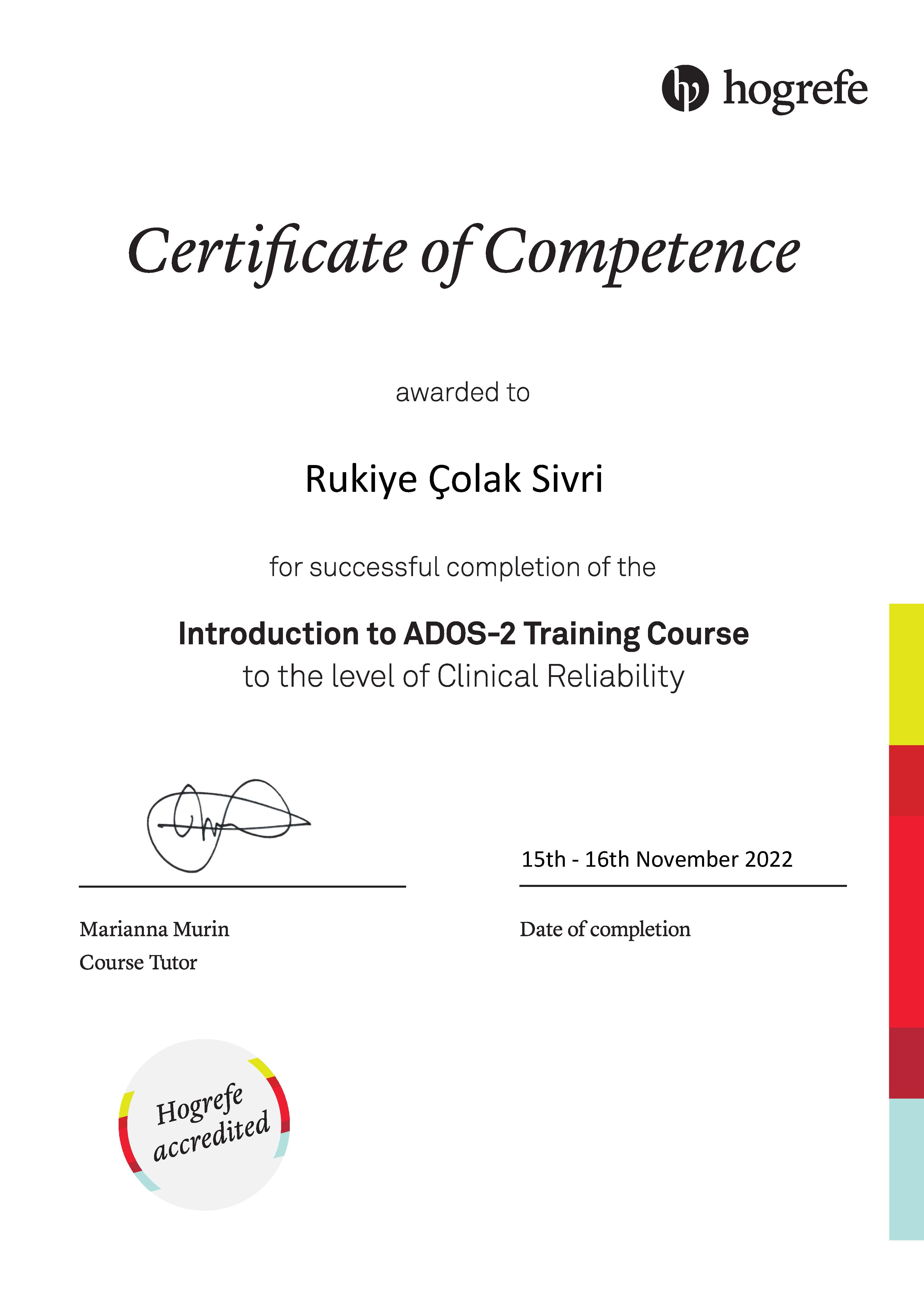 Hogrefe Certificate of Competence
